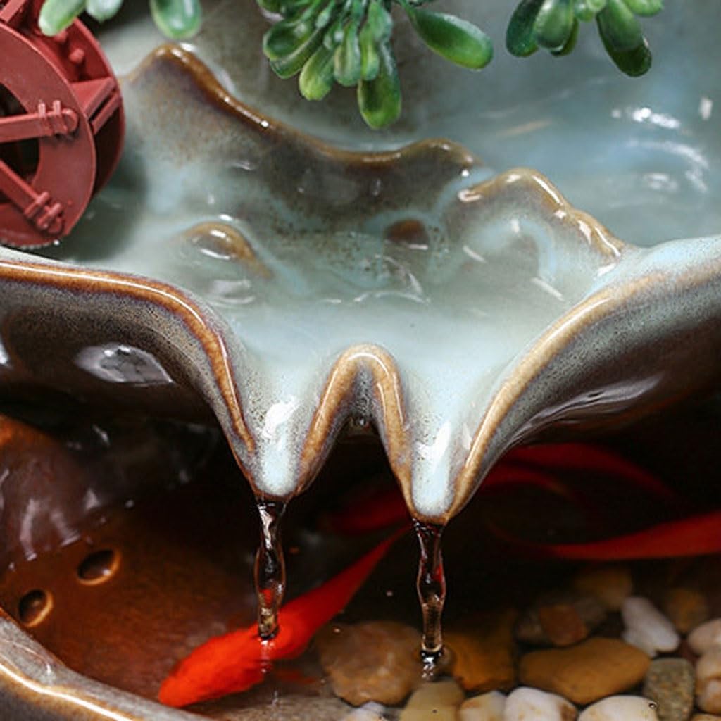 GUERNSEY Tabletop Fountain Chinese Style Reverse Flow Incense Rockery Desktop Fountain Ornaments Creative Simple Indoor Water Fountain Ornaments Indoor Waterfall Feature Indoor Fountain