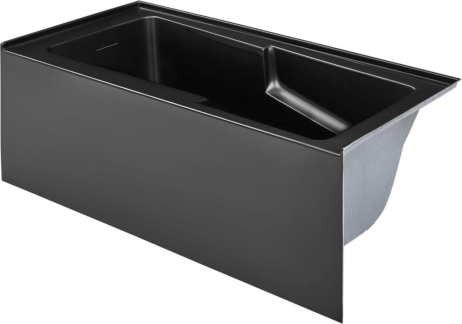 Swiss Madison Voltaire 60 x 30 Skirted Left Drain Soaking Apron Bathtub in Matte Black with Integrated Overflow and Armrest, Drain Included