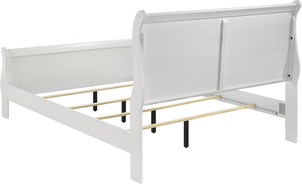 Coaster Home Furnishings Louis Philippe Traditional 4-Piece Bedroom Set Queen Size Sleigh Bed Frame 47-inch Headboard White 202441Q-S4