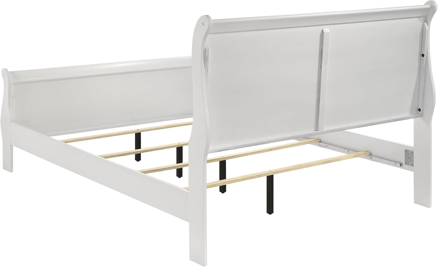 Coaster Home Furnishings Louis Philippe Traditional 4-Piece Bedroom Set Queen Size Sleigh Bed Frame 47-inch Headboard White 202441Q-S4