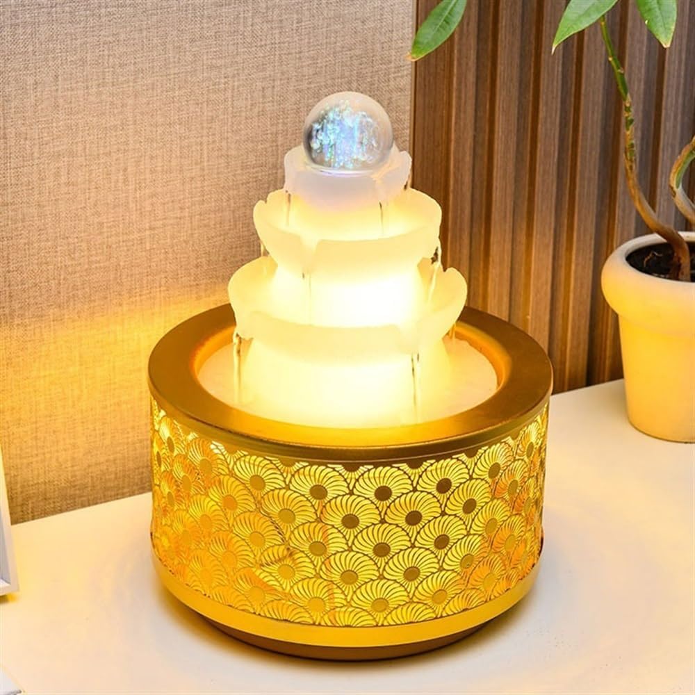 GLigeT Tabletop Fountain Circulating Water Fountain Desktop Water Feng Shui Wheel Office Living Room Entrance Desktop Decorative Ornaments Water Fountain Decor(Large)