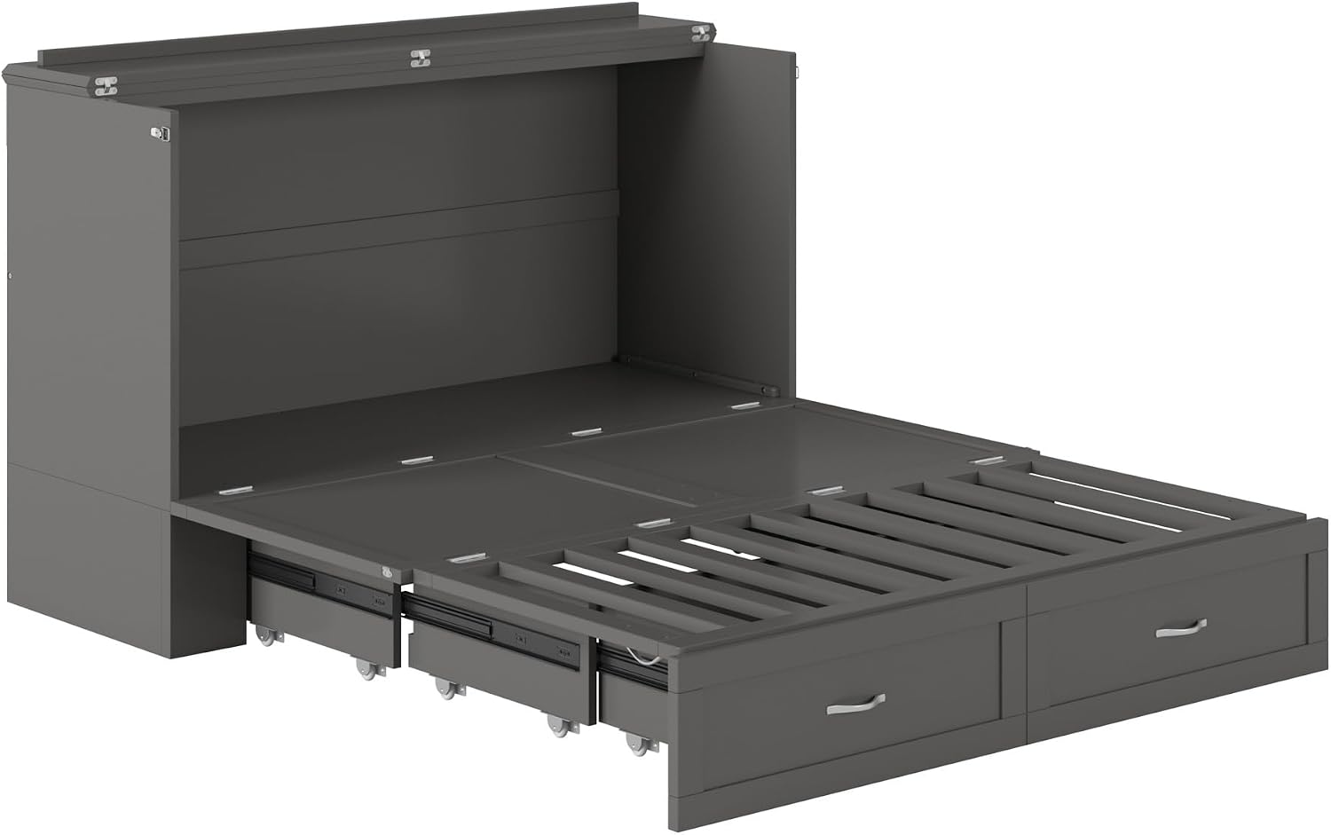 AFI Hamilton Queen Murphy Bed Chest with Mattress, Storage, and Built-in Charger in Grey