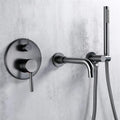 Bathtub Faucet with Shower, Tub Taps Hot and Cold Bathroom Faucet Brushed Brass Shower Faucet Diverter, with Wall Mount Spout Handheld Hose Bathtub Filler Mixer Tap Set, Gray