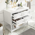36 Inch Bathroom Vanity with Undermount Ceramic Sink, Free Standing Cabinet with 4 Drawers, Solid Wood Frame Modern Storage Set, Complete Single Basin Vanity for Bathroom (White)