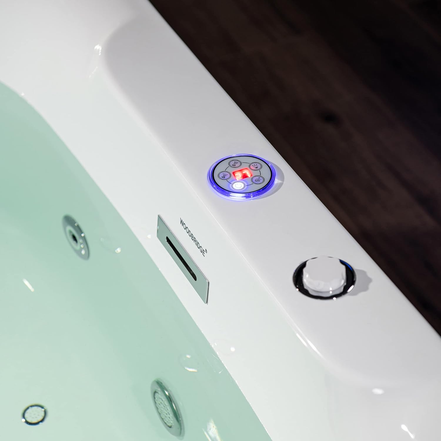 WOODBRIDGE 72' x 35-3/8' Whirlpool Water Jetted and Air Bubble Freestanding Heated Soaking Combination Bathtub with LED control panel, BJ400