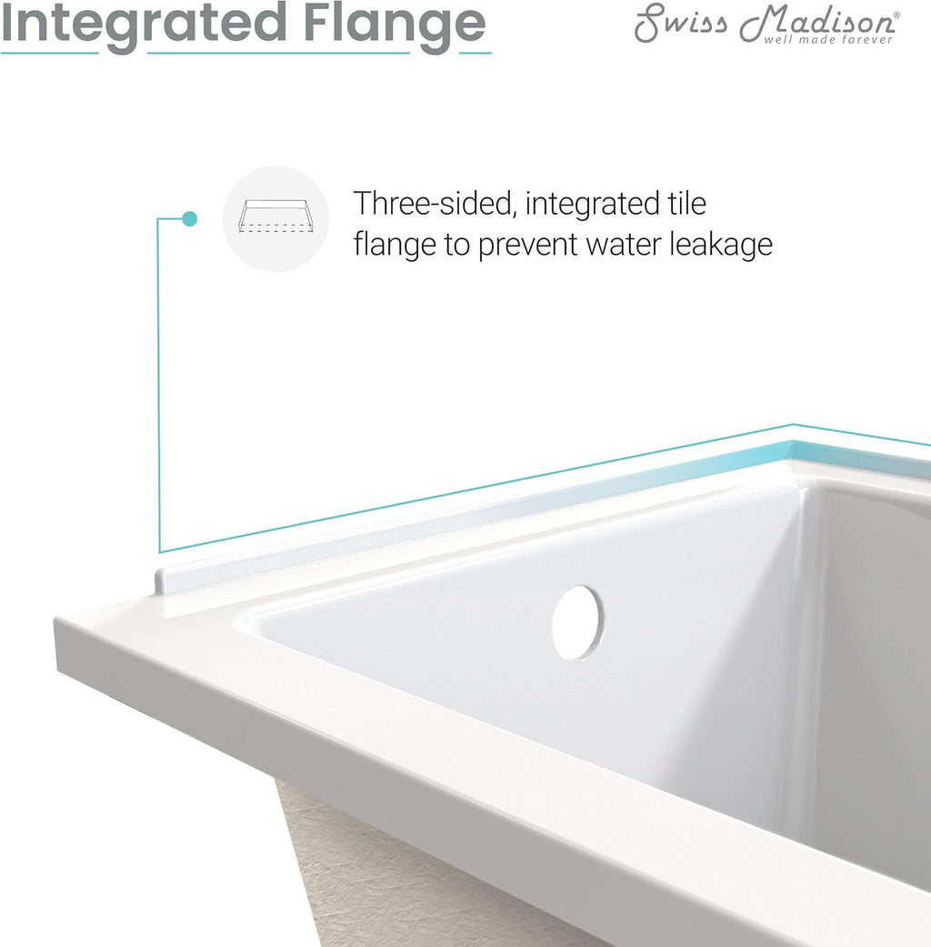 Swiss Madison Voltaire 60' x 30' Right-Hand Drain Alcove Bathtub