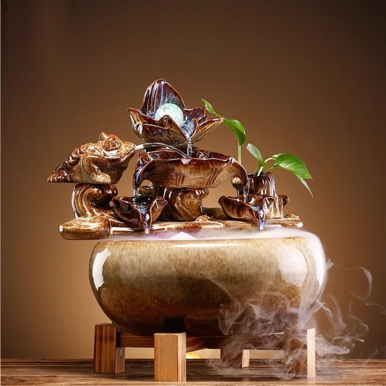 GUERNSEY Tabletop Fountain Tabletop Fountain Ceramic Flowing Water Ornaments Living Room Office Hall Desktop Home Decorations Indoor Fountain