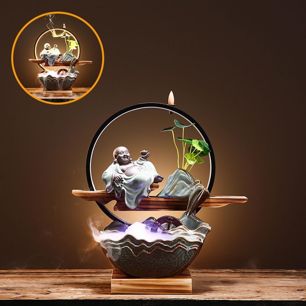GUERNSEY Tabletop Fountain Creative Home Living Room Desktop Landscape Fountain Office Desktop Water Flow Device Fish Tank Decoration Indoor Fountain