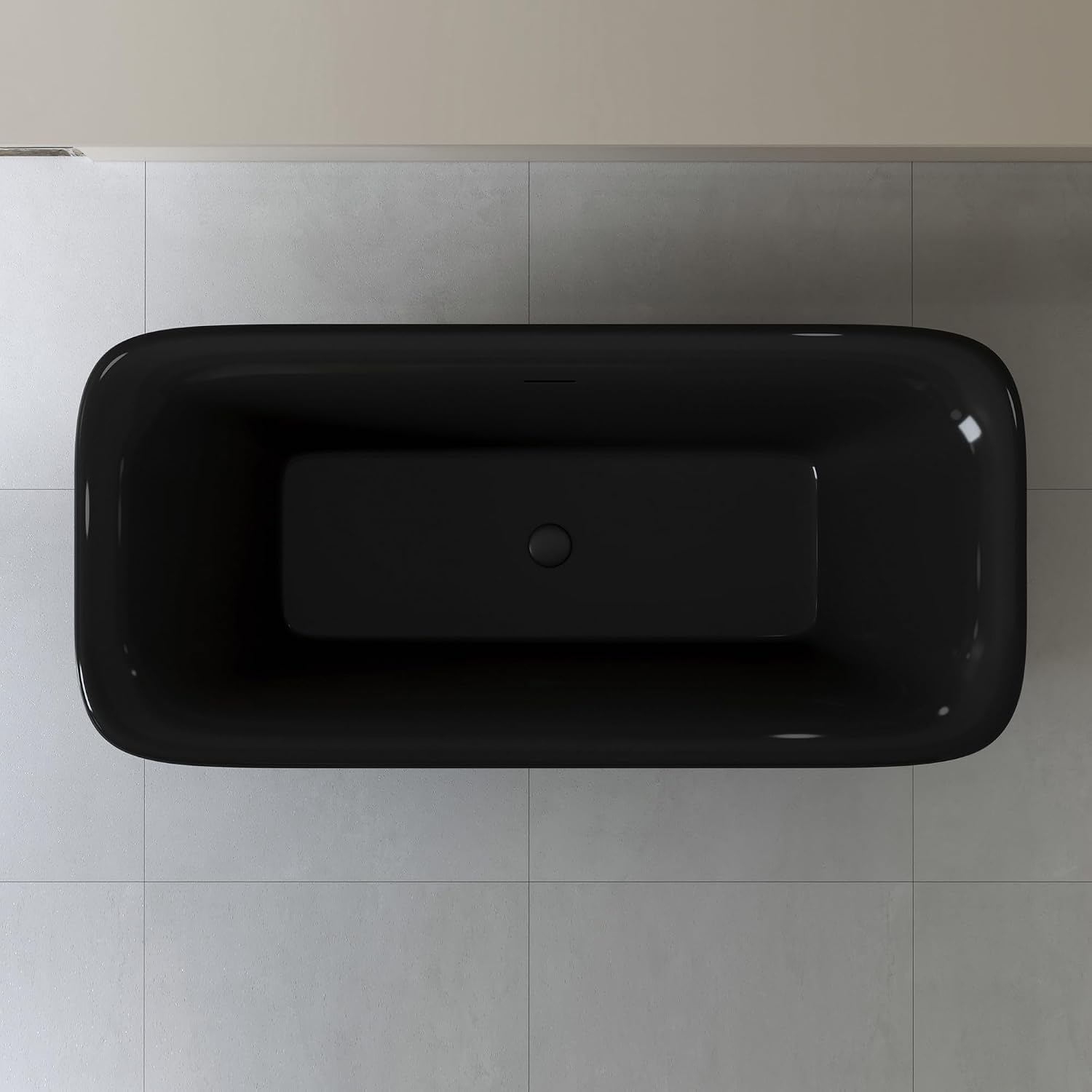 WOODBRIDGE 71 X 33.5 X 24.75' freestanding soaking bathtub with matte black drain included, Black WE006
