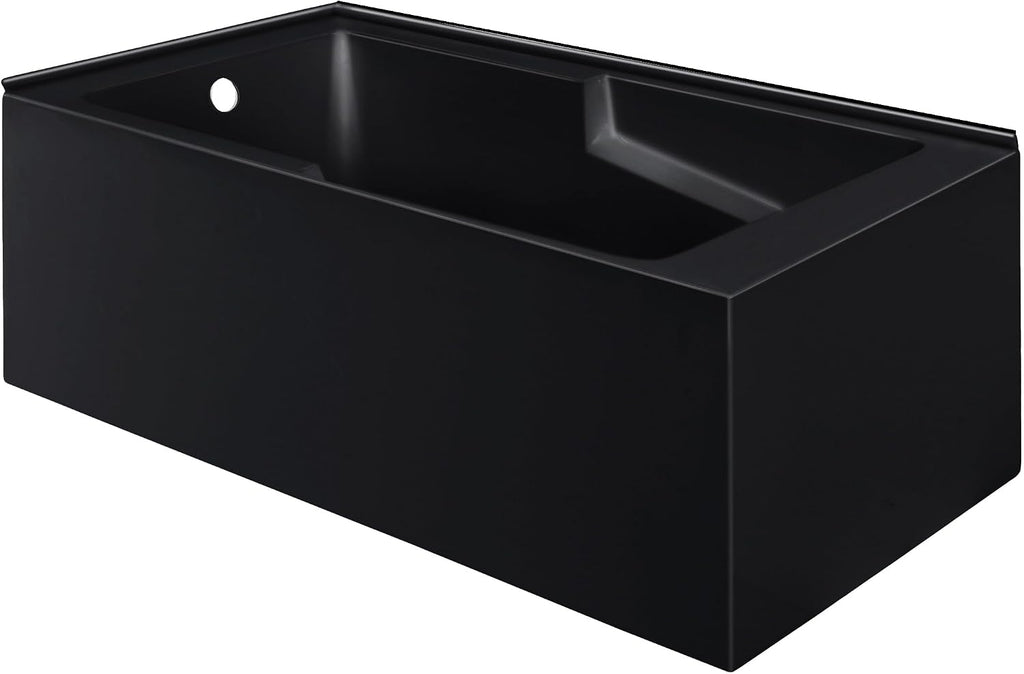 Swiss Madison Claire 60 x 32 Left Drain Soaking Alcove Corner Apron Bathtub in Matte Black