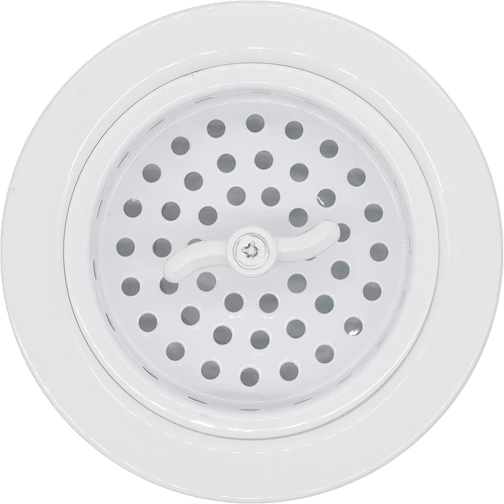 Westbrass CO2195S-50 Combo Pack 3-1/2' Wing Nut Twist Style Large Basket Extra-Deep Collar Kitchen Sink Waste Disposal Flange with Strainer Stopper, Powder Coat White