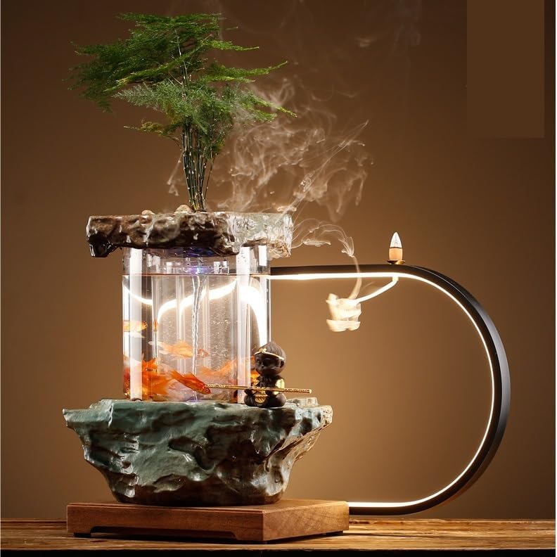 GUERNSEY Tabletop Fountain Tabletop Fountain Chinese Style Water Circulation Decorative Ornaments Tea Room Living Room Company Office Desktop Fountain Indoor Fountain