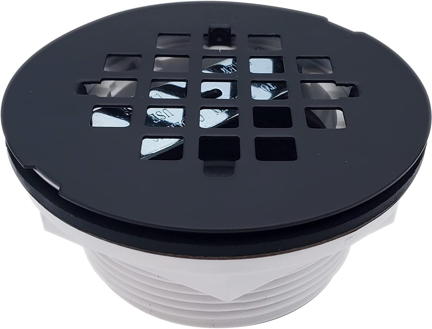 Westbrass D206P-50-62 2' No-Caulk PVC Compression Shower Drain with 4-1/4' Round Grid Cover, Matte Black (50-Pack)