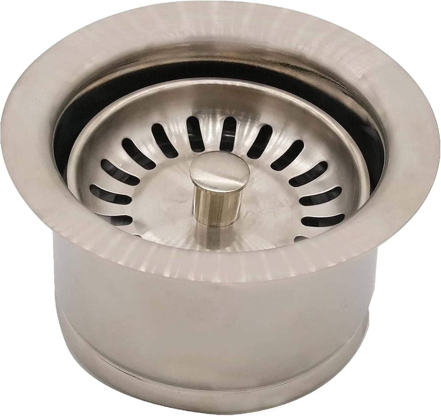Westbrass CO2196S-20 Combo Pack 3-1/2' Post Style Large Basket Extra-Deep Collar Kitchen Sink Waste Disposal Flange with Strainer Stopper, Stainless Steel