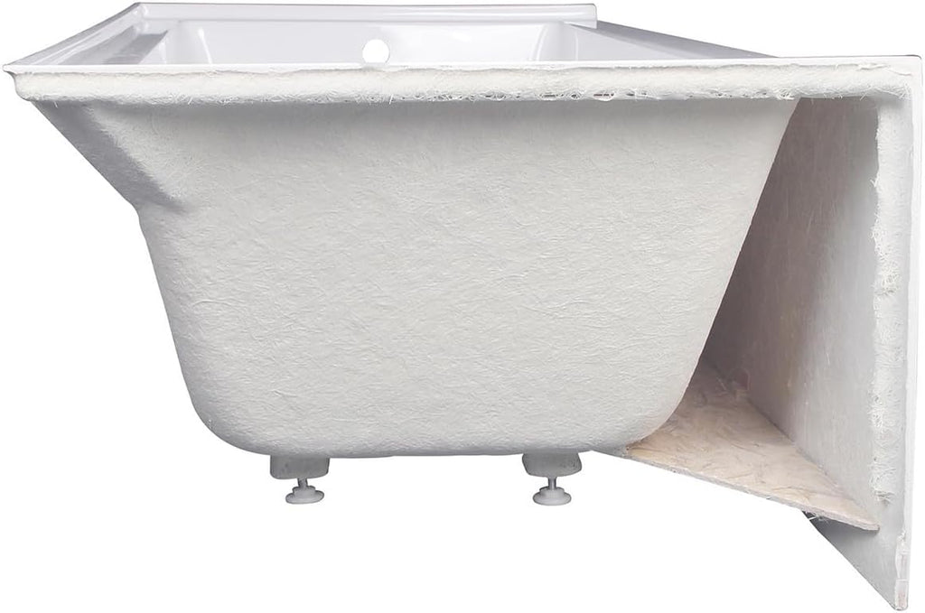 Aqua Eden VTAP663222R 66-Inch Acrylic 3-Wall Alcove Tub with Right Hand Drain, White