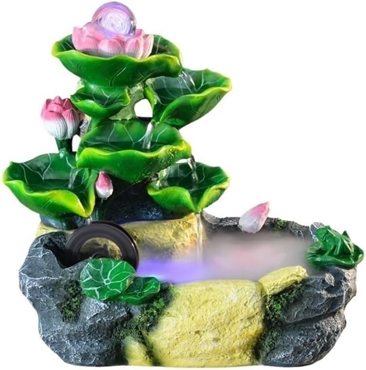 GRFIT Indoor Fountain Tabletop Water Fountain with Decorative Wheels Feng Shui for Indoor and Table Decoration, Desks, Offices and Patios. Table Fountain (Medium)