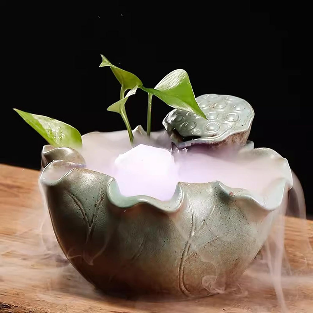 GLigeT Tabletop Fountain Chinese Style Ceramic Simple Flowing Water Fountain Decoration Recycling Office Living Room Desktop Decoration Water Fountain Decor