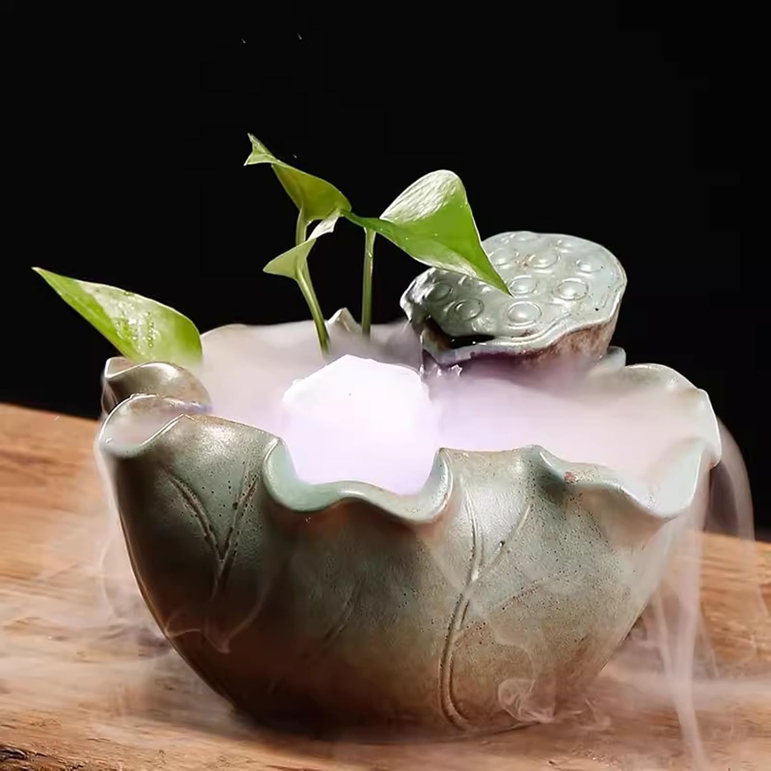 GLigeT Tabletop Fountain Chinese Style Ceramic Simple Flowing Water Fountain Decoration Recycling Office Living Room Desktop Decoration Water Fountain Decor