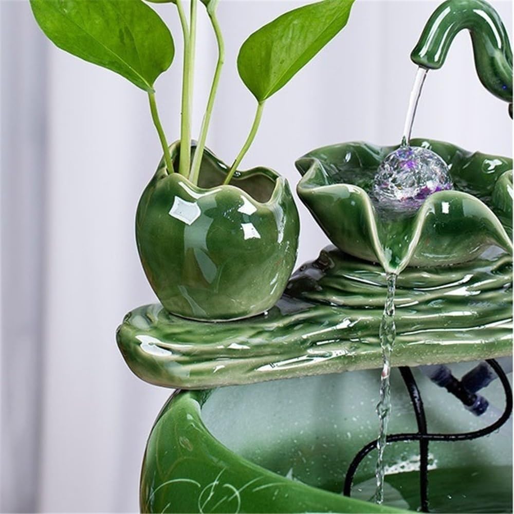 Tabletop Ceramic Tabletop Fountain Automatic Flowing Fish Tank for Indoor and Home Decoration Decor(Medium)