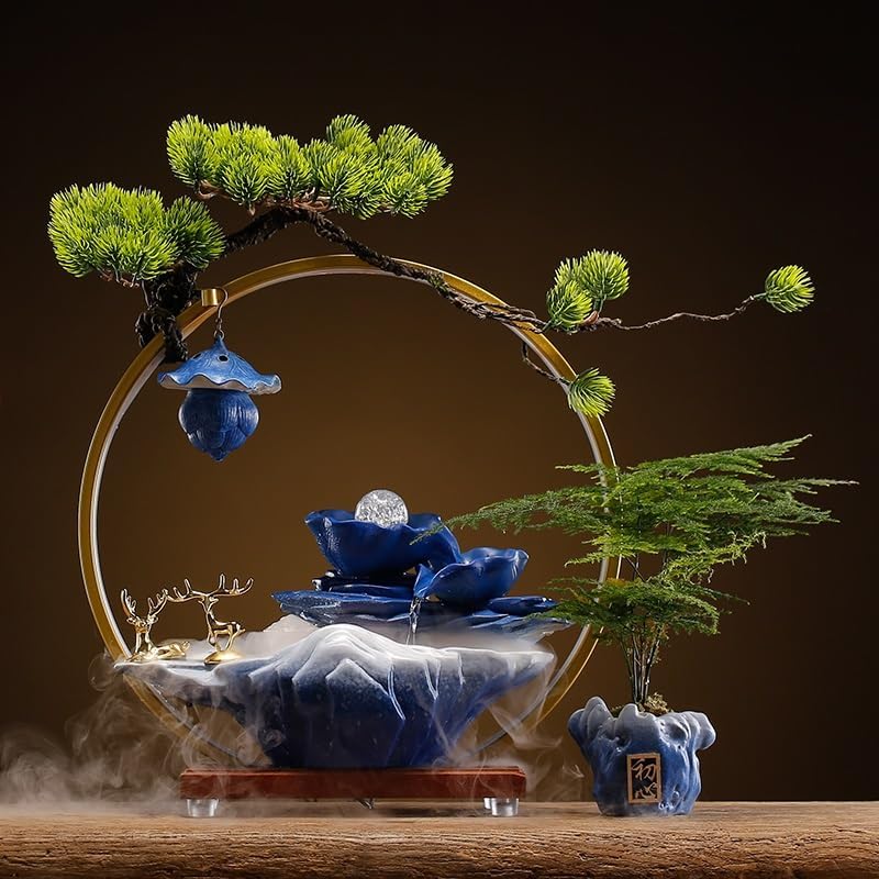 GUERNSEY Tabletop Fountain Tabletop Fountain Creative Flowing Water Fountain Feng Shui Wheel Ornaments Circulating Water Ball Small Office Decoration Indoor Fountain