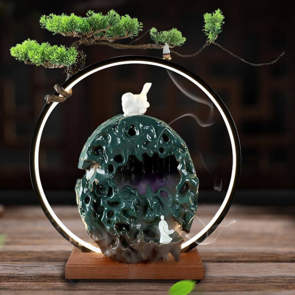 GUERNSEY Tabletop Fountain Indoor Decoration Chinese Style Circulating Landscape Fountain Living Room Office Desktop Decoration Indoor Fountain