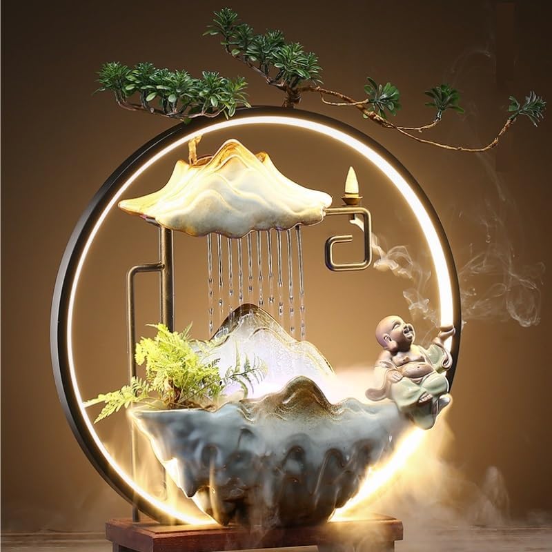 GUERNSEY Tabletop Fountain Tabletop Fountain Creative Living Room Circulating Water Landscape Fountain Humidifier Office Home Furnishings Indoor Fountain