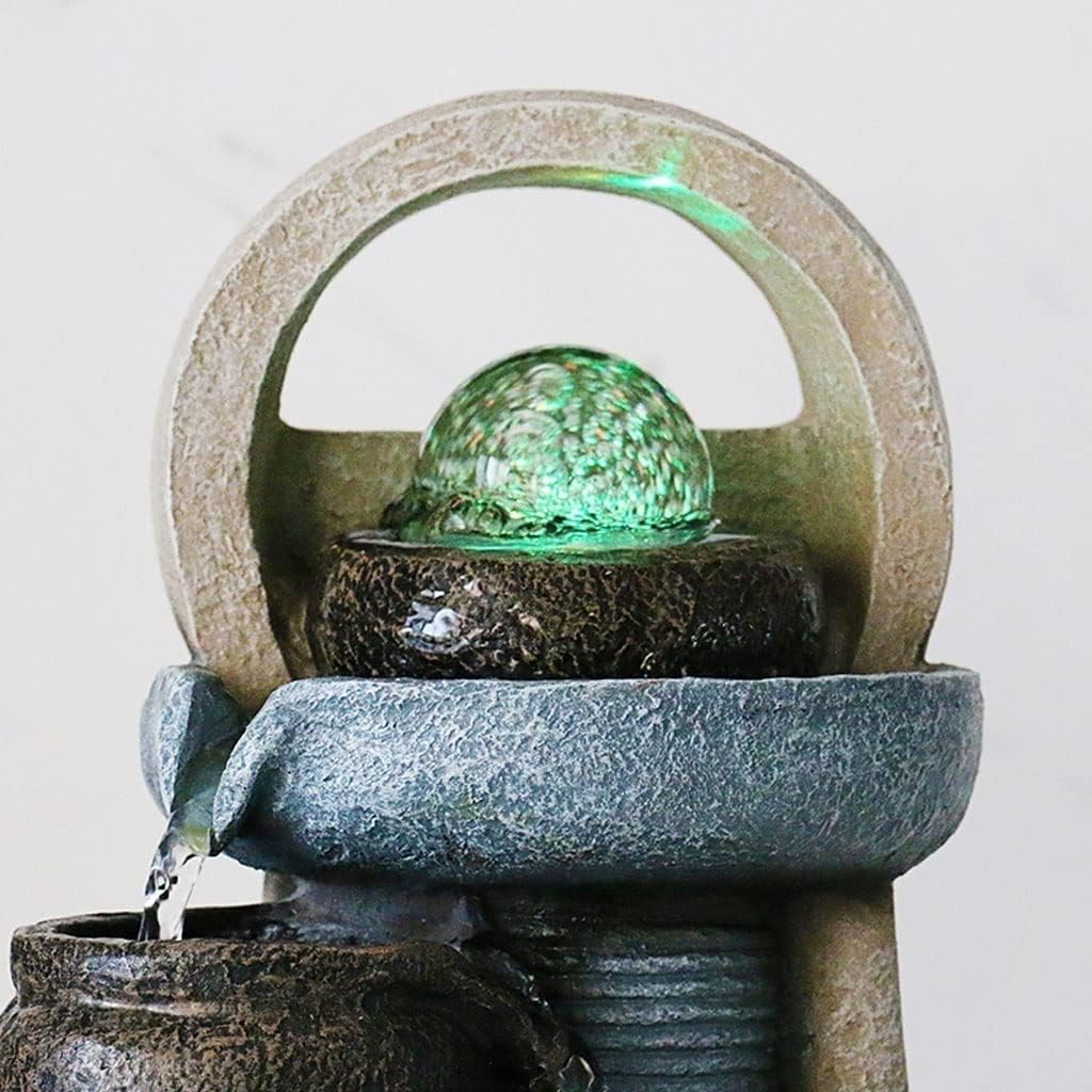 HIHELO Tabletop Fountain Desktop Fountain Chinese Water Fountain Decoration Feng Shui Ball Home Living Room Decoration Office Desktop Decoration Indoor Fountain
