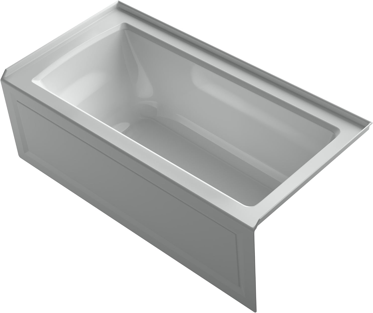 KOHLER K-1946-RA-95 Alcove Bath with Integral Apron, Tile Flange and Right Hand Drain, 60' x 30', Ice Grey