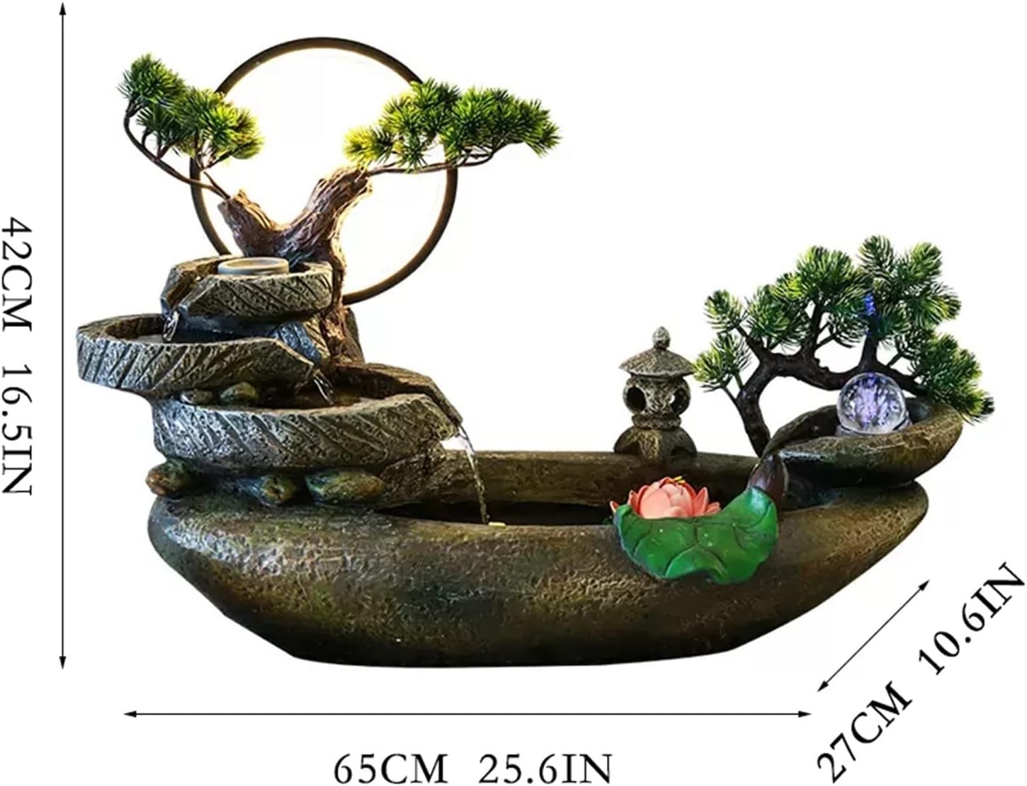 HIHELO Tabletop Fountain Desktop Landscape Ornament Office Small Rockery Water Fountain with Aperture Home Decoration Water Fountain Indoor Fountain