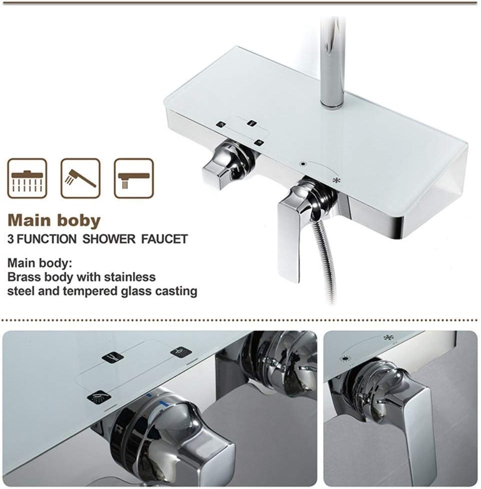 Shower Set Chrome Plated Brass Body ABS and Spray Shower Wall- Mounted Shower Combination Set with Function 3 Thermostatic Bathtub Shower Faucet Bath
