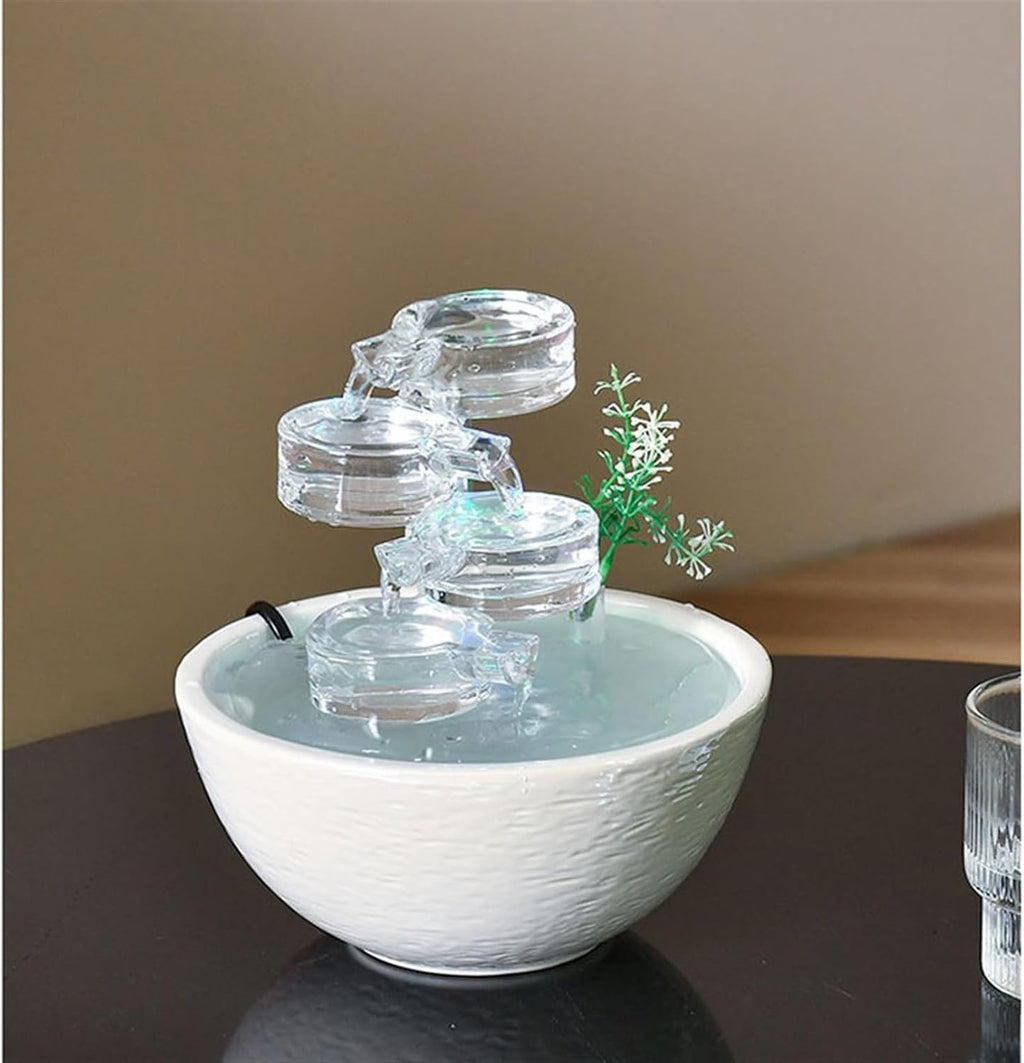 GLigeT Tabletop Fountain Ceramic Desktop Ornaments Modern Simple Cycle of Water Fountain Home Living Room TV Cabinet Wealth Decorations Water Fountain Decor