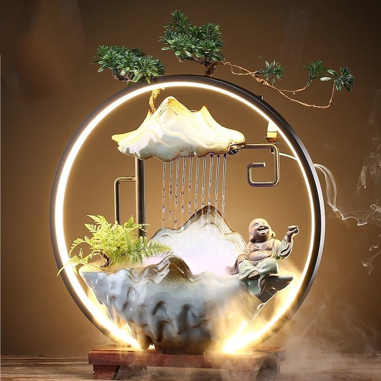 GUERNSEY Tabletop Fountain Tabletop Fountain Creative Living Room Circulating Water Landscape Fountain Humidifier Office Home Furnishings Indoor Fountain