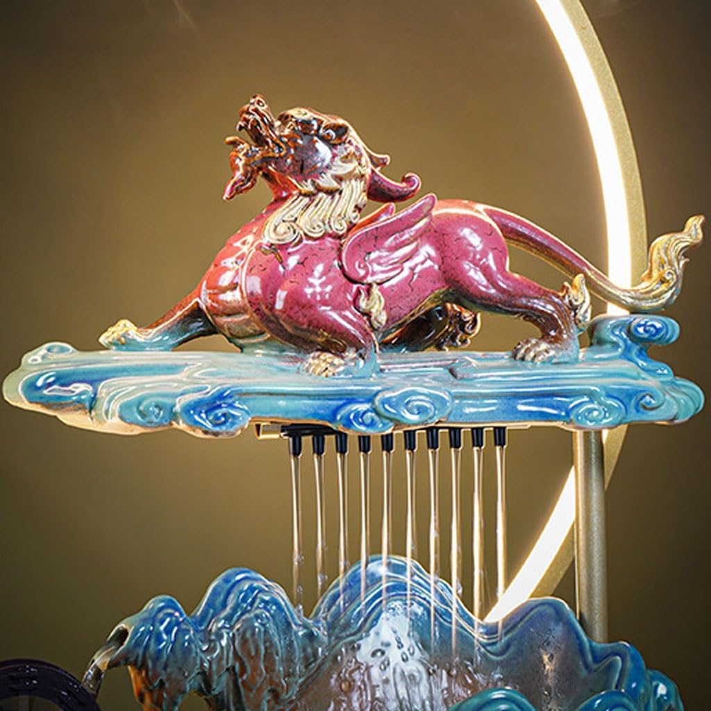GUERNSEY Tabletop Fountain Water Circulation Office Desk Decorations Glass Fish Tank Desktop Decorations Indoor Desktop Fountain Decorations Indoor Waterfall Feature Indoor Fountain