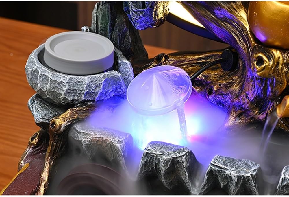 GRFIT Indoor Fountain Tabletop Relaxation Fountain with Flowing Water Wheel Decoration Table Fountain