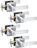 KNOBWELL 4 Pack Door Handles Interior Privacy Doorknob with Straight Lever Polished Chrome Bedroom/Bathroom Door Handles