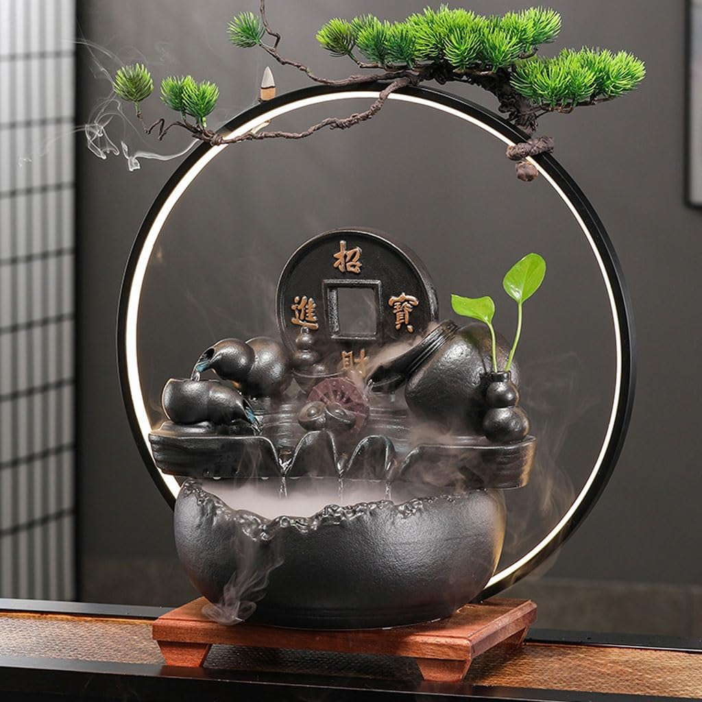 GUERNSEY Tabletop Fountain Creative Circulation Crystal Ball Ornaments Living Room Office Desktop Fountain Ornaments Company Front Desk Decorations Indoor Waterfall Feature Indoor Fountain