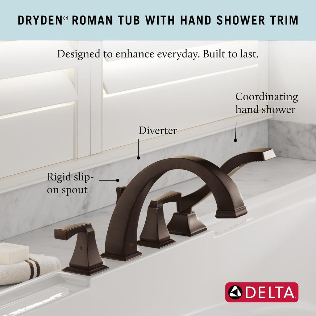 Delta Faucet Dryden Roman Tub Faucet with Hand Shower - T4751-RB - Bath Faucet, Handles & Hand Shower Set - Venetian Bronze (Valve Sold Separately)