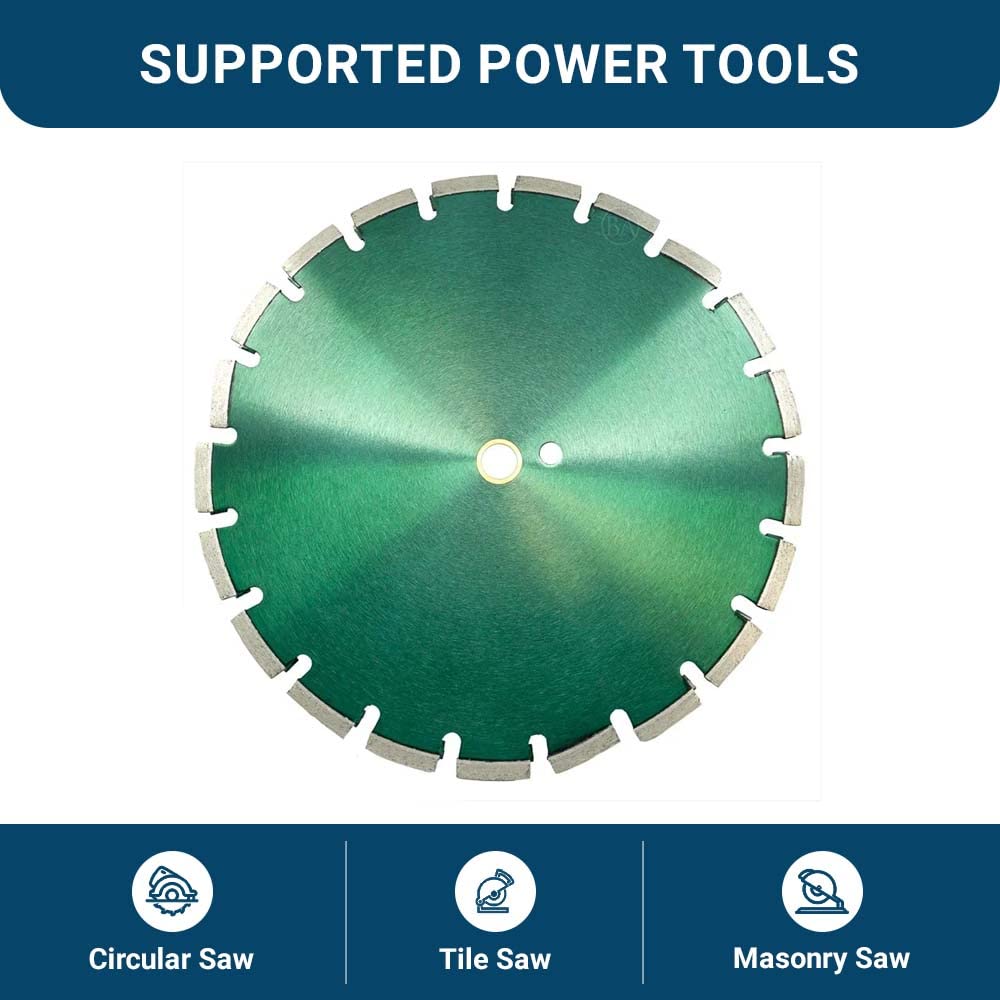 Benchmark Abrasives 14 Inch Hot Pressed Sintered Turbo Diamond Blade for Angle Grinder with Steel Core for Cutting Brick Ceramic Tile Granite Marble - 14' Circular Saw (14', Green Concrete)