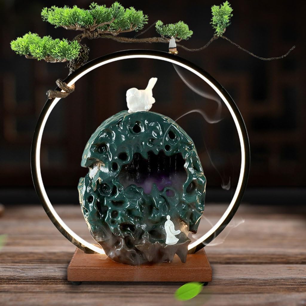 GUERNSEY Tabletop Fountain Flowing Water Ornaments Chinese Style Ceramic Water Circulation Desktop Fountain Living Room Desktop Decorations Indoor Fountain