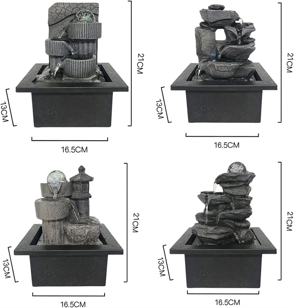 Tabletop Fountain Indoor Fountains Tabletop Fountain With LED Lights - Indoor Decoration Portable Tabletop Decorative Soothing Relaxation Zen Meditation Waterfall Fountains Meditation Fountain Relaxat