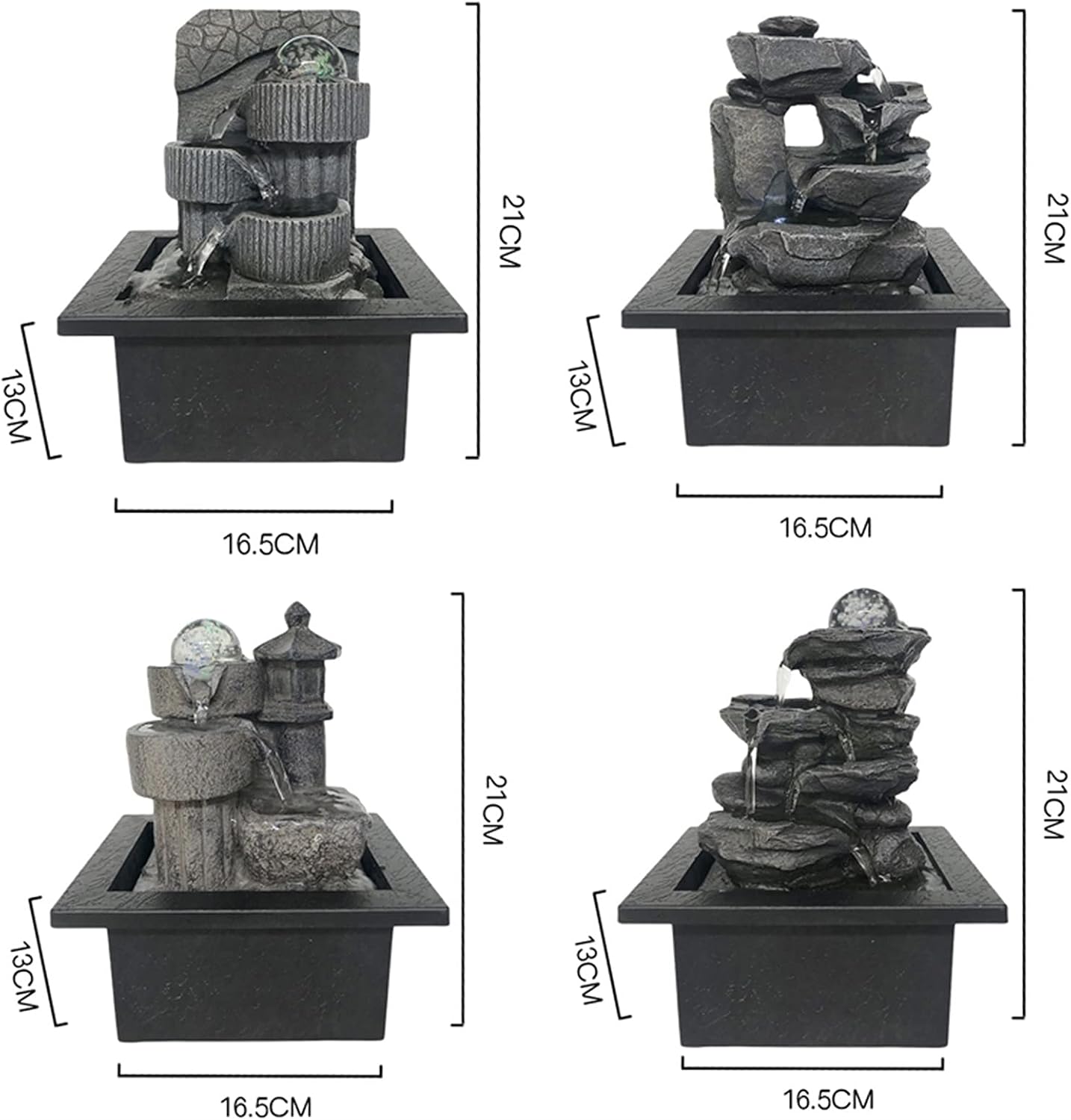 Tabletop Fountain Tabletop Fountain with LED Lights - Indoor Decoration Portable Tabletop Decorative Soothing Relaxation Zen Meditation Waterfall Fountains Tabletop Water Fountain (Color : D)
