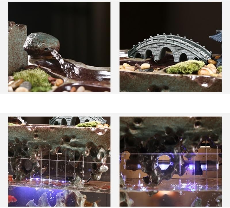 GUERNSEY Tabletop Fountain Tabletop Fountain Flowing Water Ornaments Rockery Fountain Circulating Water Creative Simple Home Office Desktop Fish Tank Indoor Fountain