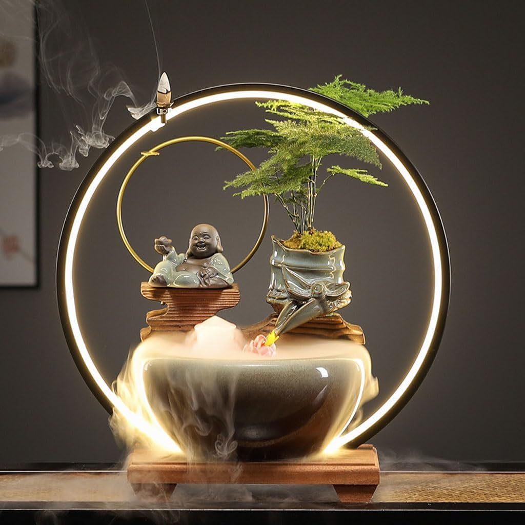 GUERNSEY Tabletop Fountain Ceramic Water Ornaments Store Opening Front Desk Decoration Ornaments Living Room Desktop Fountain Ornaments Indoor Fountain