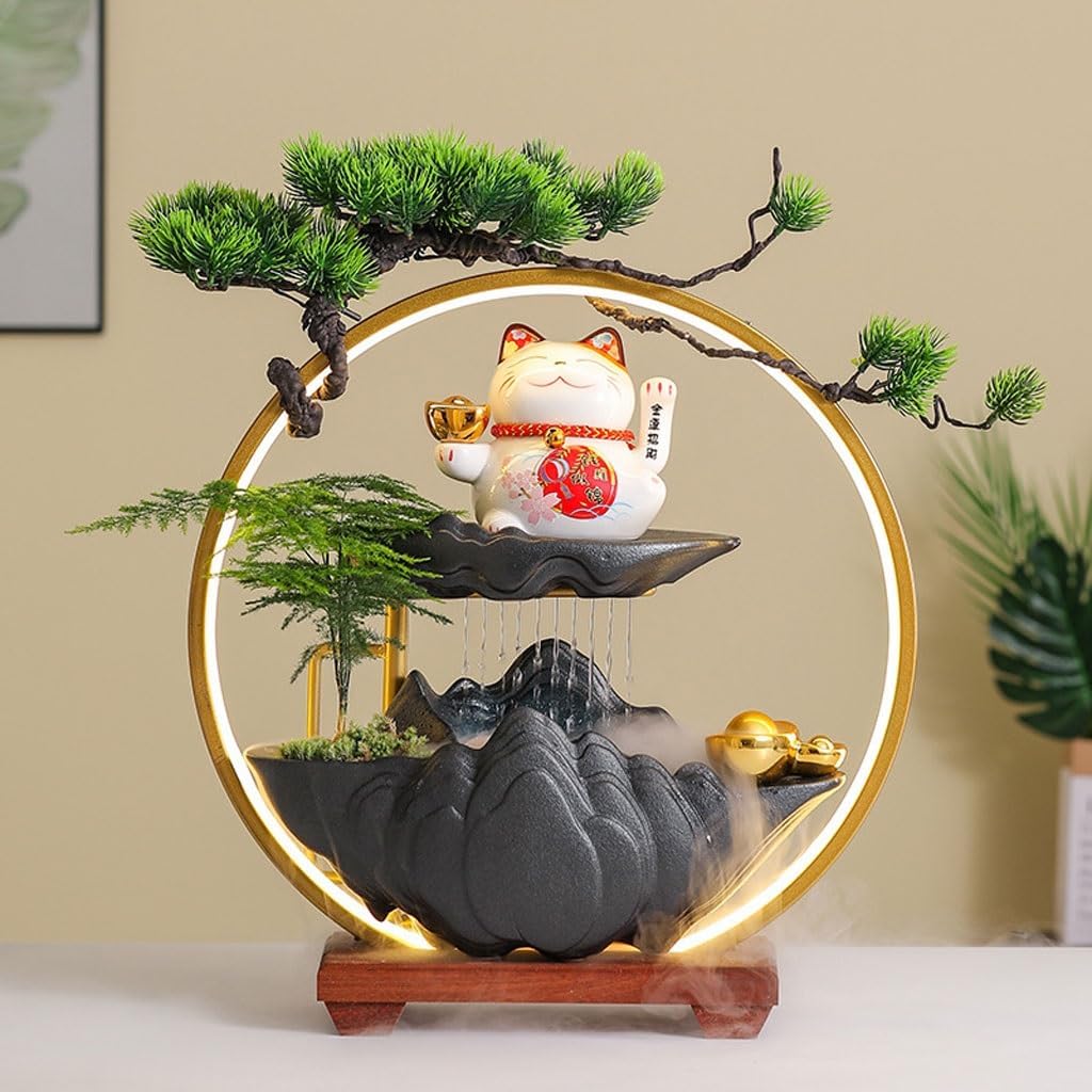 GUERNSEY Tabletop Fountain Company Front Desk Automatic Waving Water Ornaments Office Desktop Circulating Water Decorative Fountain Indoor Fountain