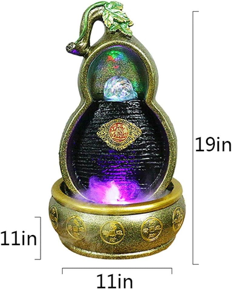 YYDS Tabletop Water Fountains Creative Gourd Water Tabletop Fountain with LED Lights - Falls Indoor Waterfall Feature - Calming and Relaxing Water Sound - Small Indoor Fountain (Color : Natural)