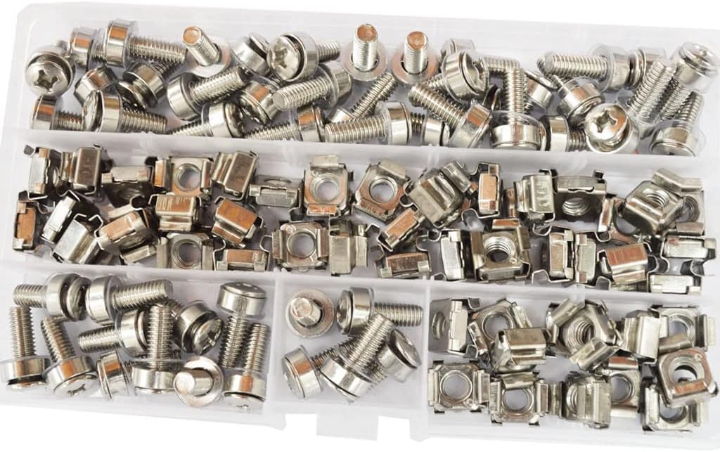 M5 M6 Cage Nuts Bolts Washers Metric Square Hole Hardware Server Rack Screw Mount Clip Nuts Assortment Kit Set 50 Set (Color : M5X20mm (100pcs))