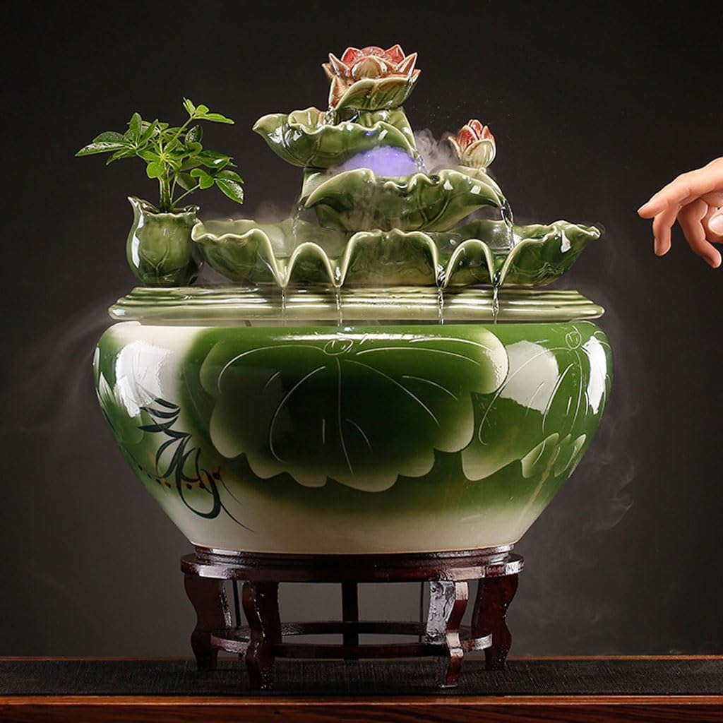 GUERNSEY Tabletop Fountain Circulating Water Ceramic Fish Tank Ornaments Home Living Room Decoration Desktop Fountain Desk Fountain Ornaments Indoor Waterfall Feature Indoor Fountain