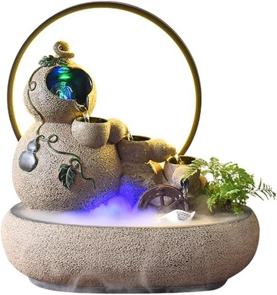 Tabletop Fountain Water Feature Small Waterfall Fountains, Desktop for Meditation Relaxation Decor(Brown)