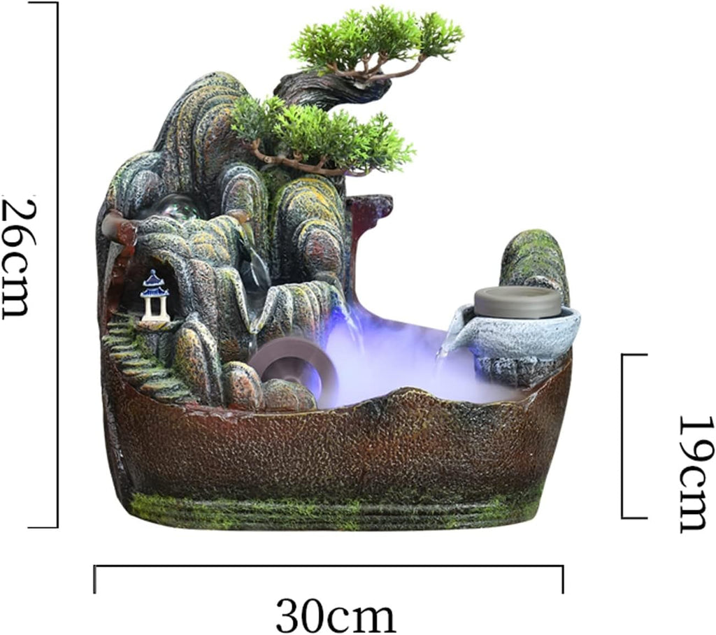 Indoor Fountain Tabletop Water Fountain for Indoor, Rocky Stone Waterfall, Aquatic Landscape, Home Decor, Center Table, Relaxation Gifts with Water Pump and Rotating Ball Fountain