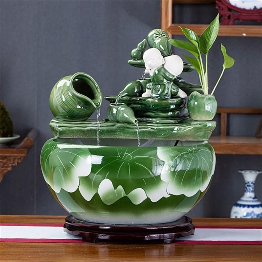 Tabletop Tabletop Fountain Ceramic Fish Tank Desktop Landscaping for Indoor and Home Decoration Decor(Large)